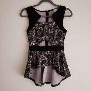Black Lace Peplum Top